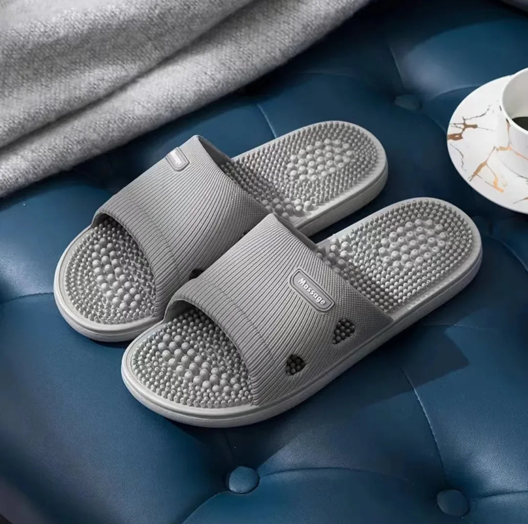 Solid Colour Men's Slippers Bathroom Anti-slip Massage Sandals Women Simple Soft Bottom Health Shoes Zapatillas Casa Hombre