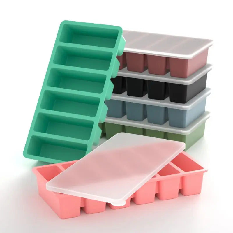 Silicone Ice Mold A box Of Six Bars With A Lid Ice Tray Home Long Tumbler Kitchen Ice Model Juice Mixers Ice-cream Use Dessert