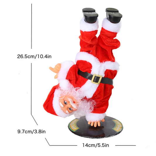 Music Dancing Headstand Santa Adorable Novelty Rotate Santa Handstand Singing Breakdancing Plush Toy Doll For Christmas Decor
