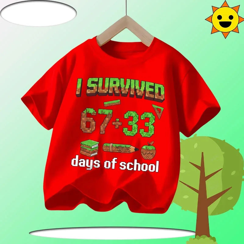 Summer Six Seven 67 Cartoon Cute Print Children‘s Short Sleeve Tops Cotton Casual Kids T-shirt Fashion Boys Girls Clothes Tees