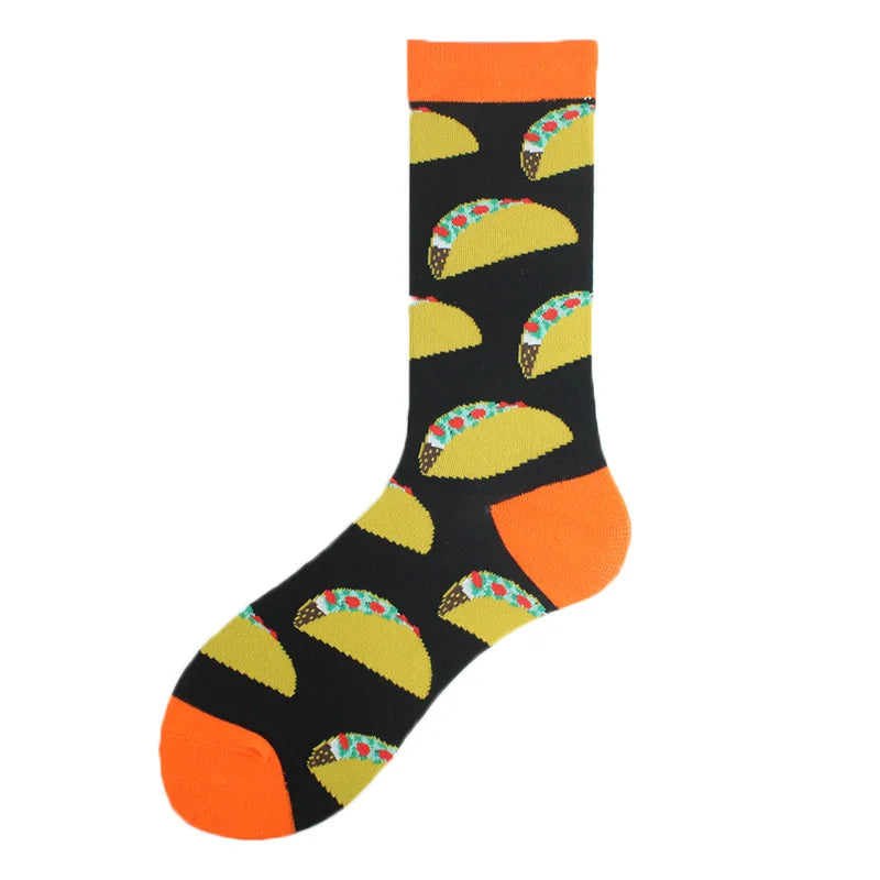Happy Colorful Funny Socks Men Skateboard Shark Dinosaur Astronaut Planet Divertidos Hip Hop Sokken Harajuku Unisex Crew Socks