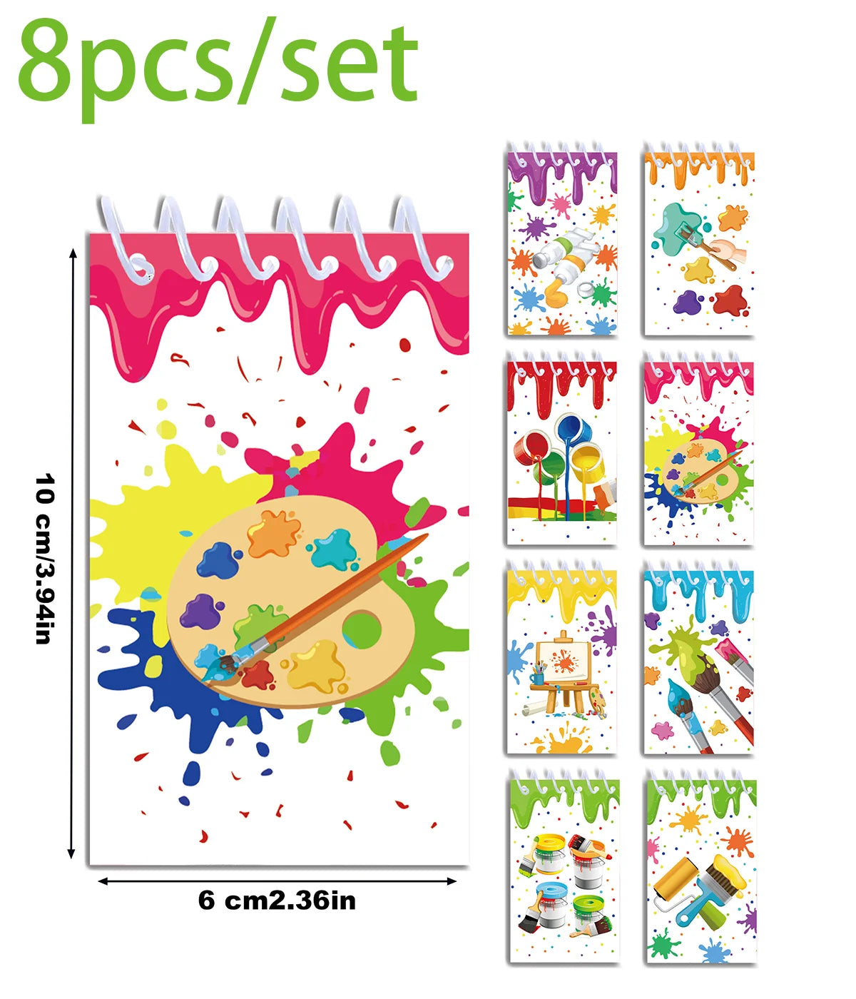 8pcs Art Color Palette Themed Mini Spiral Pocket Notebooks Memo Pad Coil Booklet Notepads For Office Stationery School Diaries