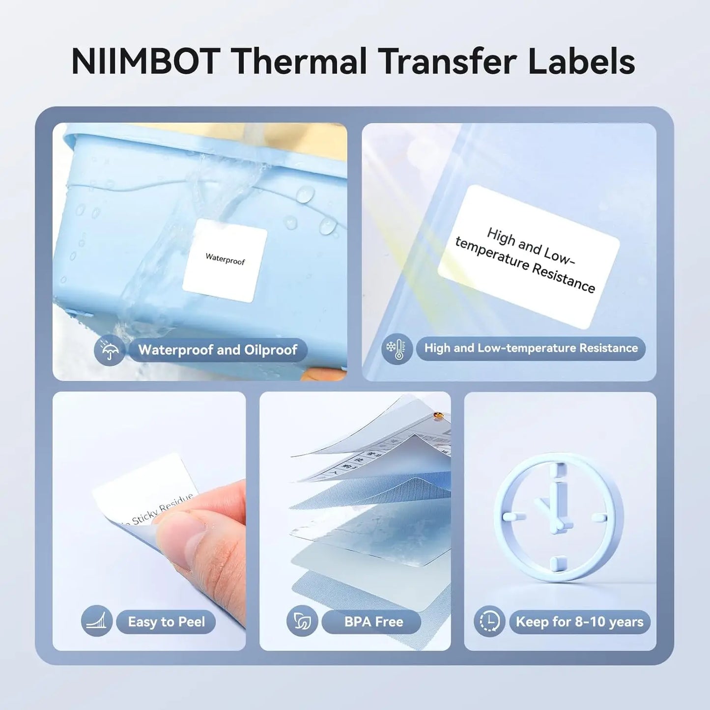Niimbot M2/M3 Laser-color Silver/Matte Silver Labels Thermal Transfer Printing Paper Round Square Sticker for Niimbot M2 Printer