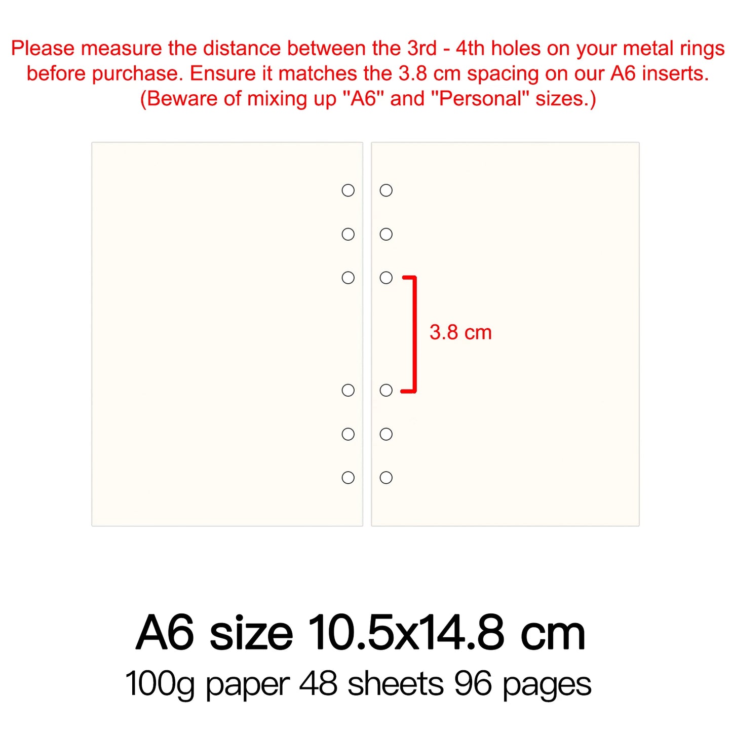 High Quality Ring Binder Notebook A5 Personal A6 A7 A8 Size Insert Refills Loose Leaf Spiral Diary Planner Inner Core 100g Paper