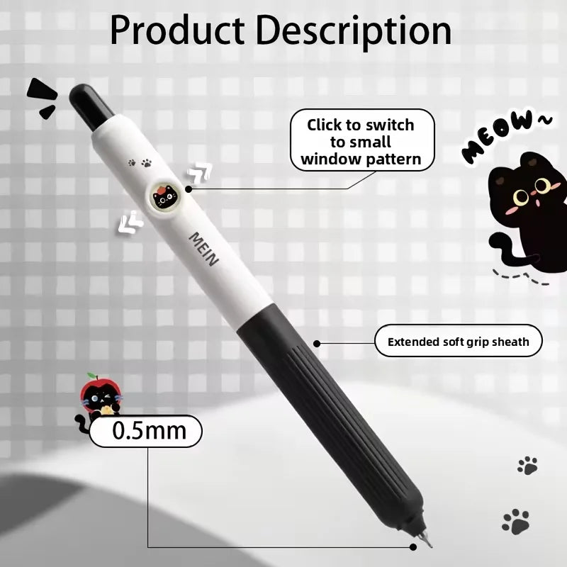 4pcs Kawaii Cat Pens Paw 0.5mm Quick-Dry Black Ink-Smooth Writing Retractable Pens School Journaling Birthday Christmas Gift ﻿