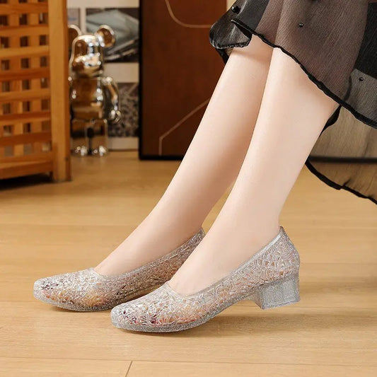 Transparent Shoes Female Summer Leisure Woman Wedge Sandals Women Jelly Shoes 2021 Fashion Style Mother Wedges Sandals Woman