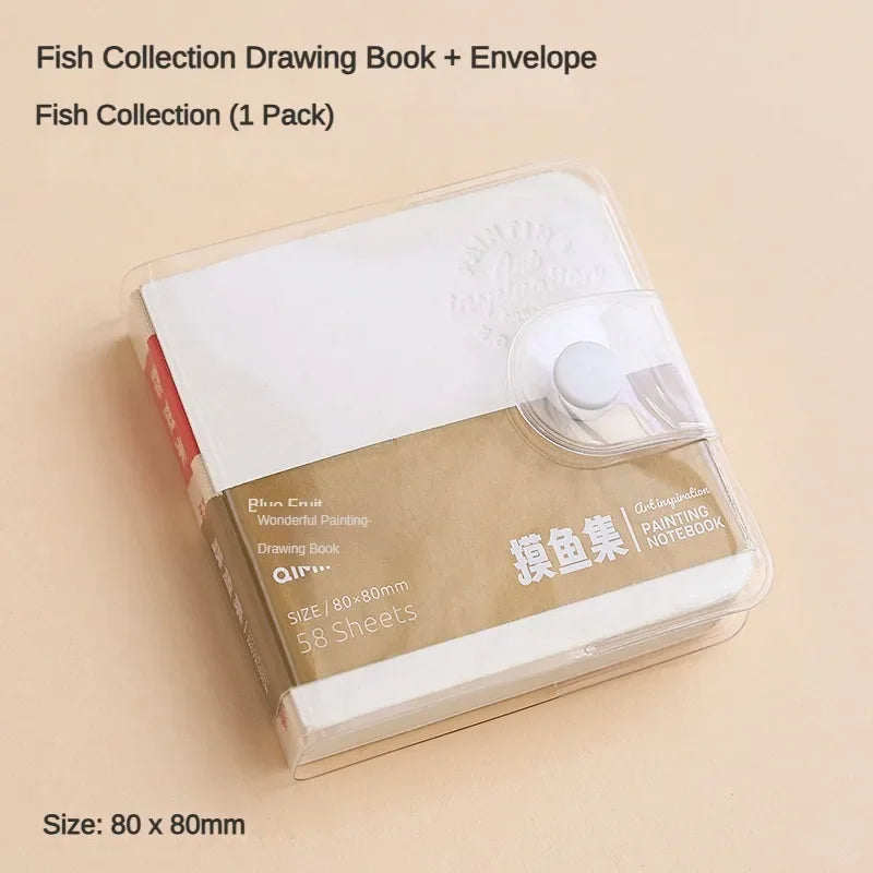 58 Sheets Borrence Drawing Notebook Sketchbook Handheld Portable Watercolor Coloring Book Oil Paint Gouache Notepad Stationery