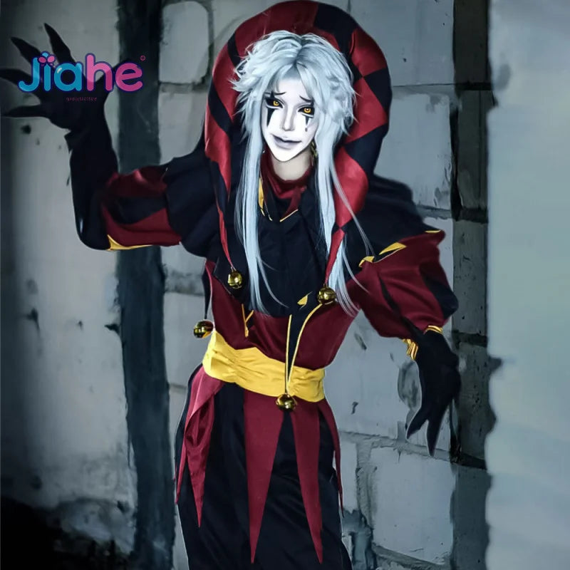 Game  Pierrot Cosplay joker Costumes COS Circus Role Play Clown Uniform Halloween Carnival Party Outfit For Men Woman