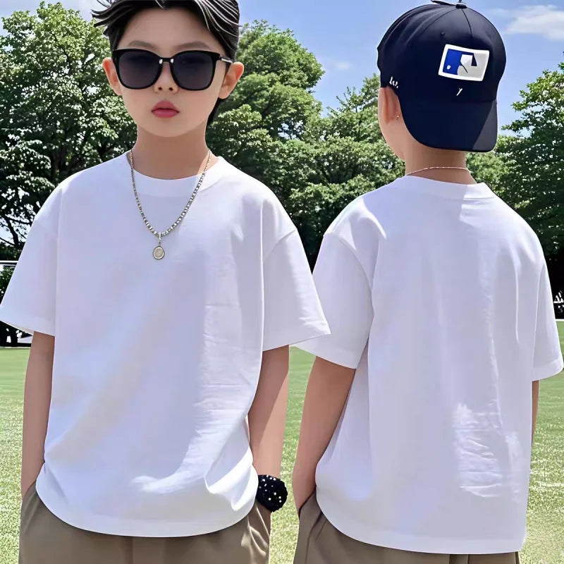 White Red Kids Boys TShirt Cotton Sport Fashion Summer Girls T Shirt Casual Short Sleeves Breathe Children’s Clothes 2-12 Years