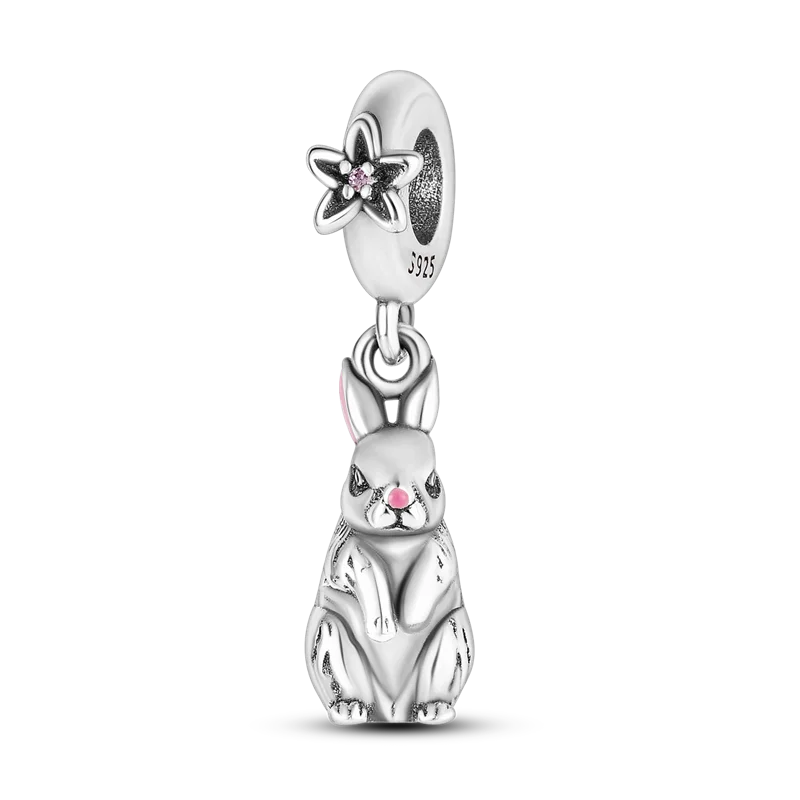 925 Silver elephant lion rhinoceros dinosaur Animal Charms Beads Fit 4MM hole diamet Bracelets Fine DIY Christmas Jewelry Gifts