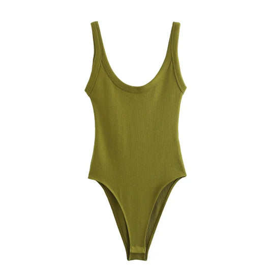 Women’s Summer Essential Simple Style Multi Color Knitted Bodysuit Daily Wear Sexy Fashion Trendy Outfit