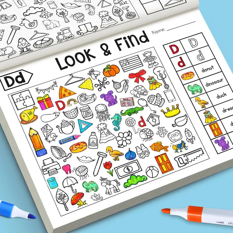 Look and Find Activity Book for Kids with Hidden Objects Focus Attention Practice Fun Coloring Book Home School Early Education