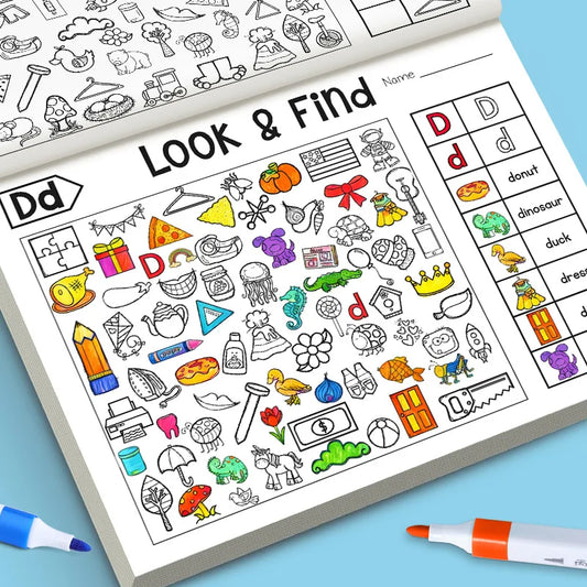 Look and Find Activity Book for Kids with Hidden Objects Focus Attention Practice Fun Coloring Book Home School Early Education