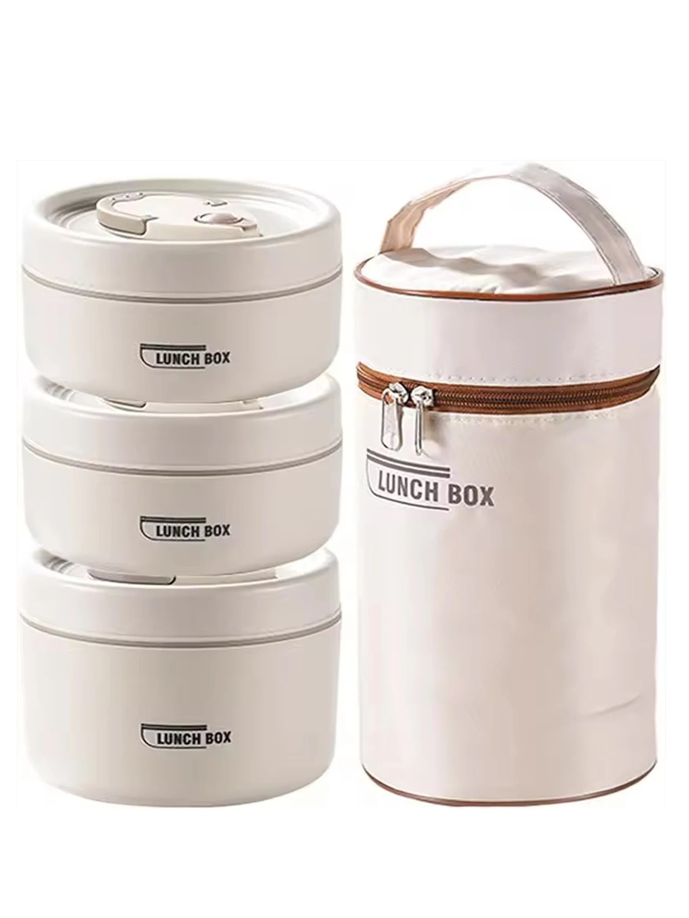 4pcs Portable Insulated Food Lunch Container Set with Thermal Lunch Box 3 Separate Stackable Lunch Container for Adult Kids