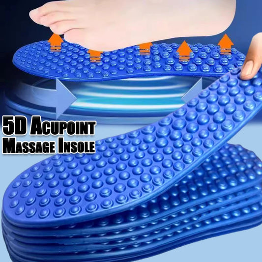 5D Massage Insole Full Palm Acupoint Massage Men's and Women's Foot Health Relieve Foot Fatigue Soft Sports Casual Shoes Sole