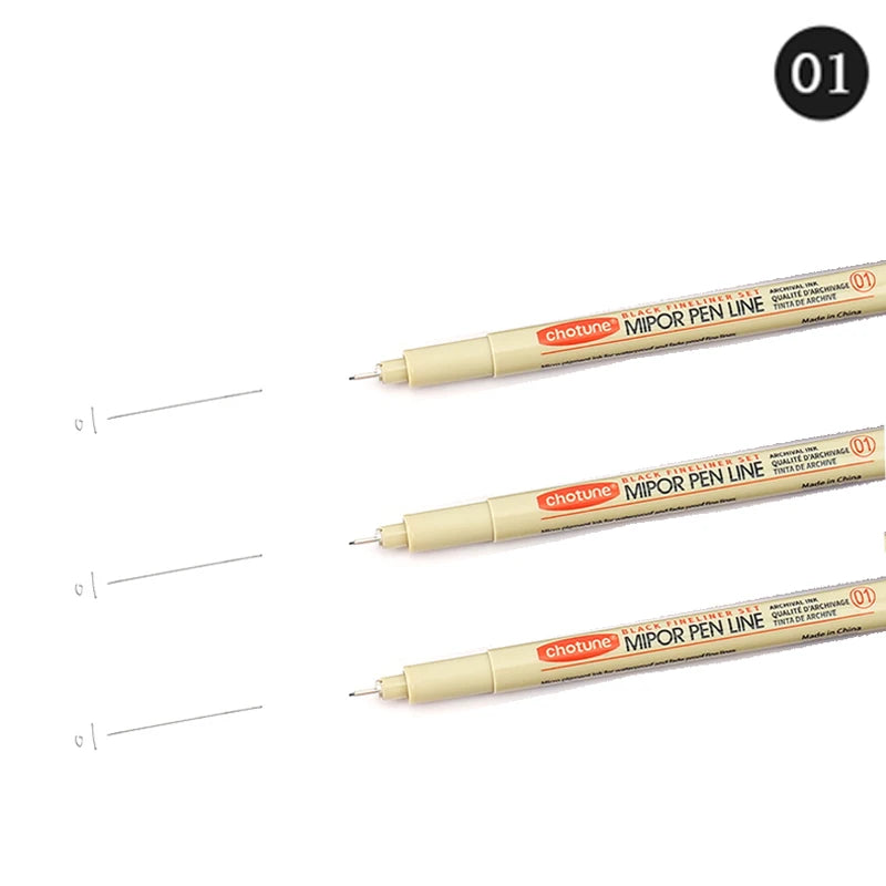 12 Tip Pigment Liner Micron Ink Marker Pen for Manga Draw Sketching Needle Pen Hook Line Pen Sketch Stationery Set Art Supplies