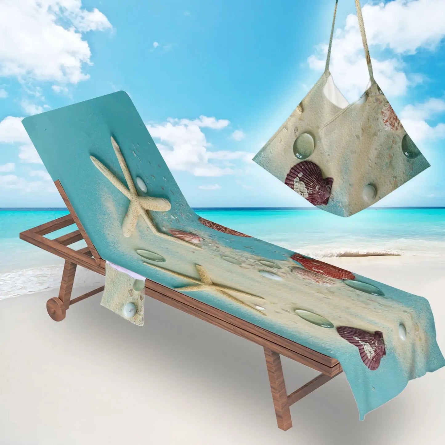Chaise Lounge Towel Cover 83x29" Fitted Cover With Pocket Anti-Slip Foldable Beach Chair Cover For Pool Patio Courtyard Picnic