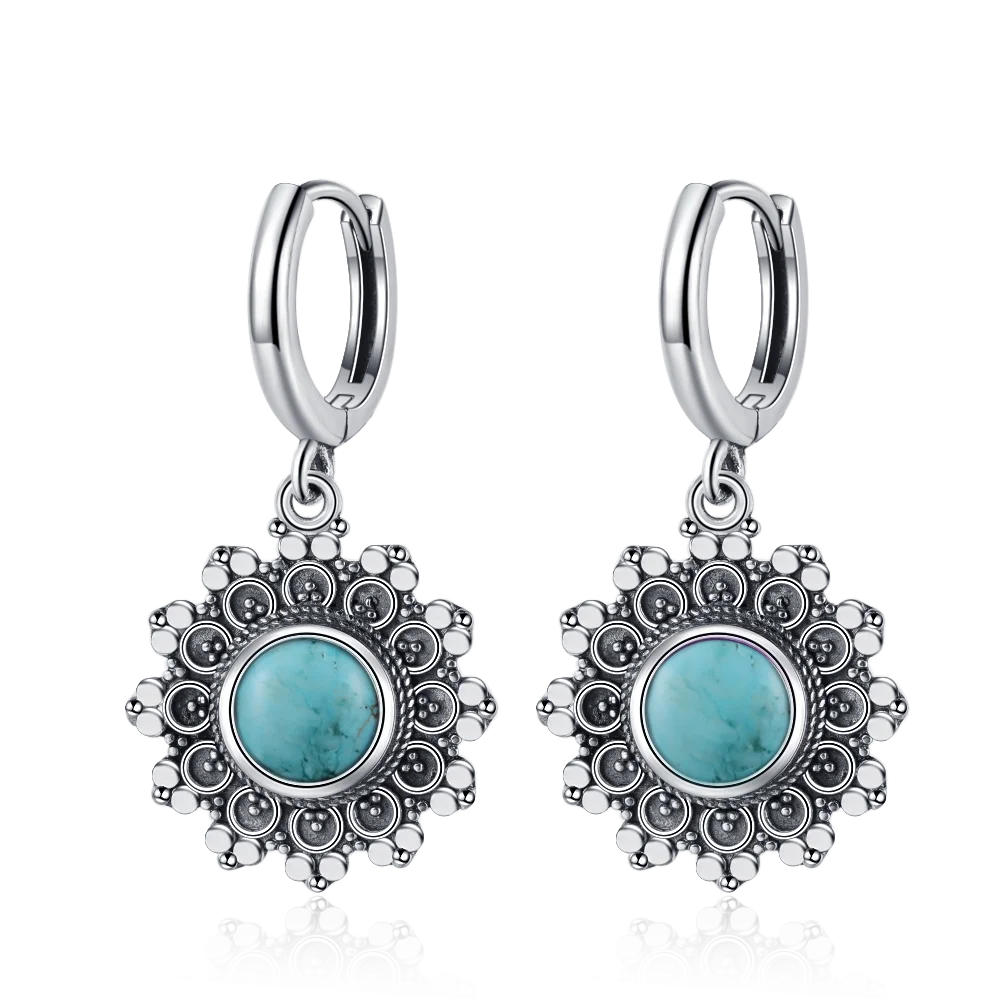 New Elegant Natural Kyanite S925 Silver Drop Earrings for Women Vintage Jewelry Wedding Engagement Hoop Earrings Gifts