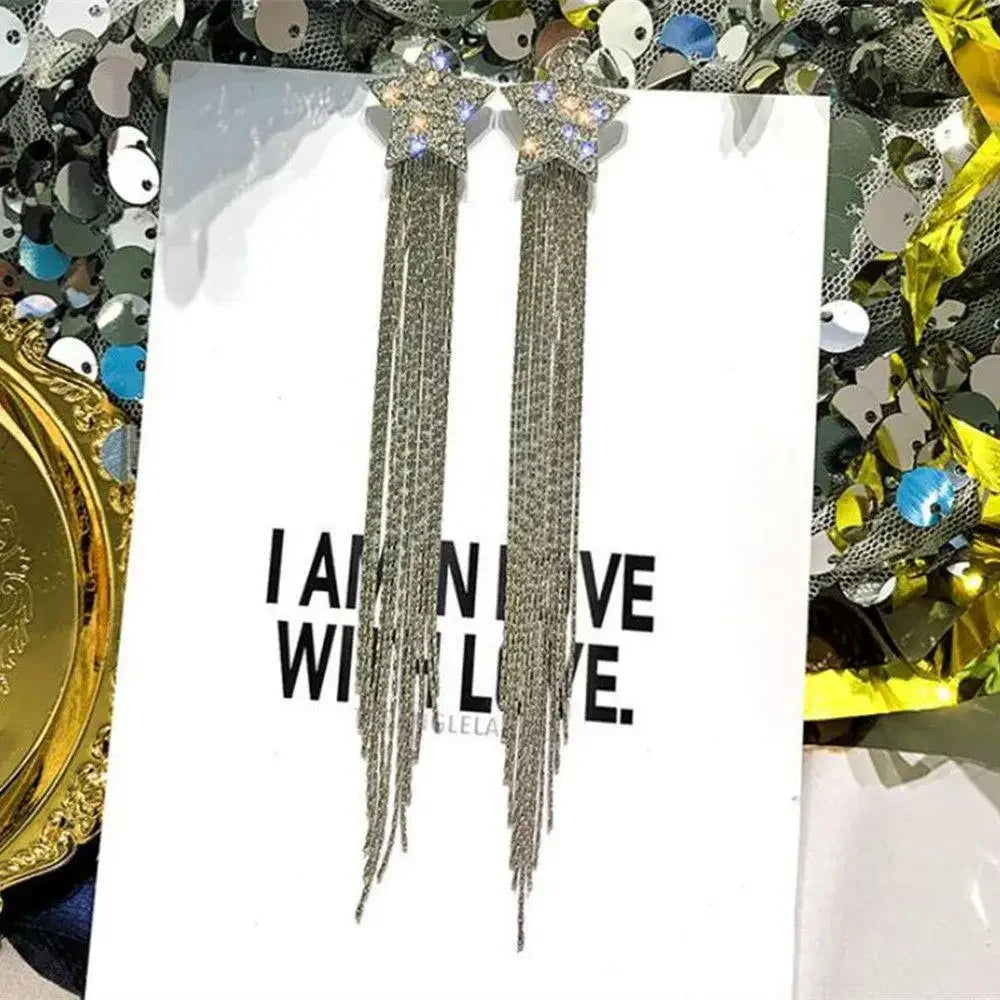 New Green Red Crystal Beaded Pendant Tassel Earrings for Women Exquisite Light Luxury Unique Design Personalized Girls Jewelry