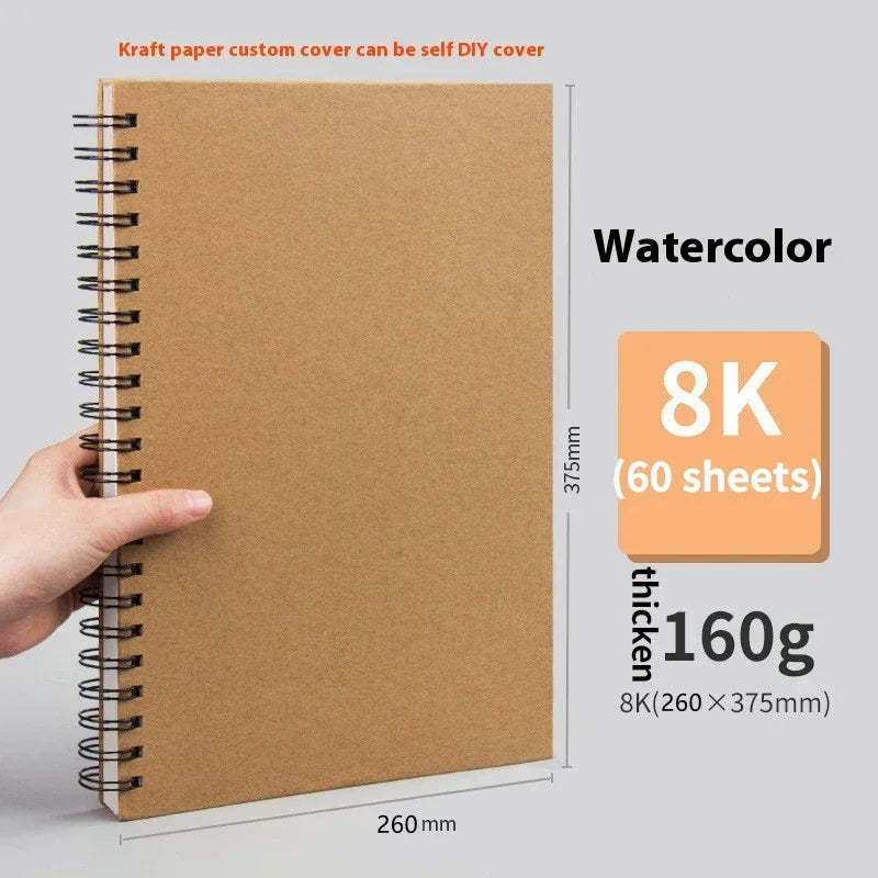 A3/A4//A5/8k/16k Sketchbooks for Drawing Sketching Paper Pad Inner Blank Drawing Graffiti Art Supplies 120g 160g Spiral Notebook