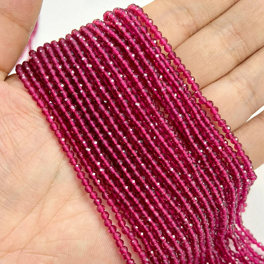 Natural Rose Pink Red Quartz Crystal Stone Beads 2 3 4mm Agates Chalcedony Morganite Rhodochrosite Gem Bead For Making Jewelry