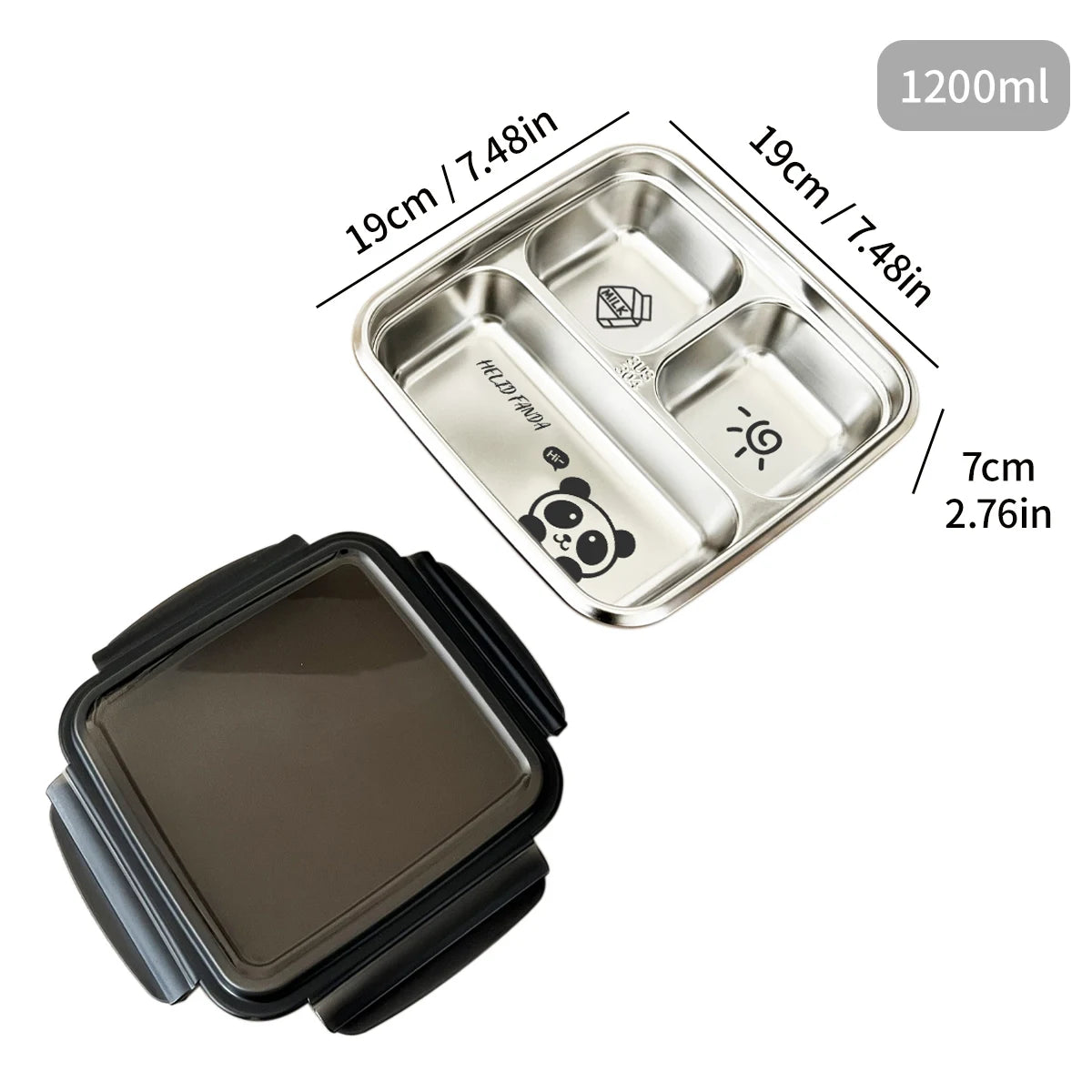 WORTHBUY 2/3 Grids 304 Stainless Steel Lunch Box Portable Leak-proof Food Container Large Capacity Bento Box For Students Adult