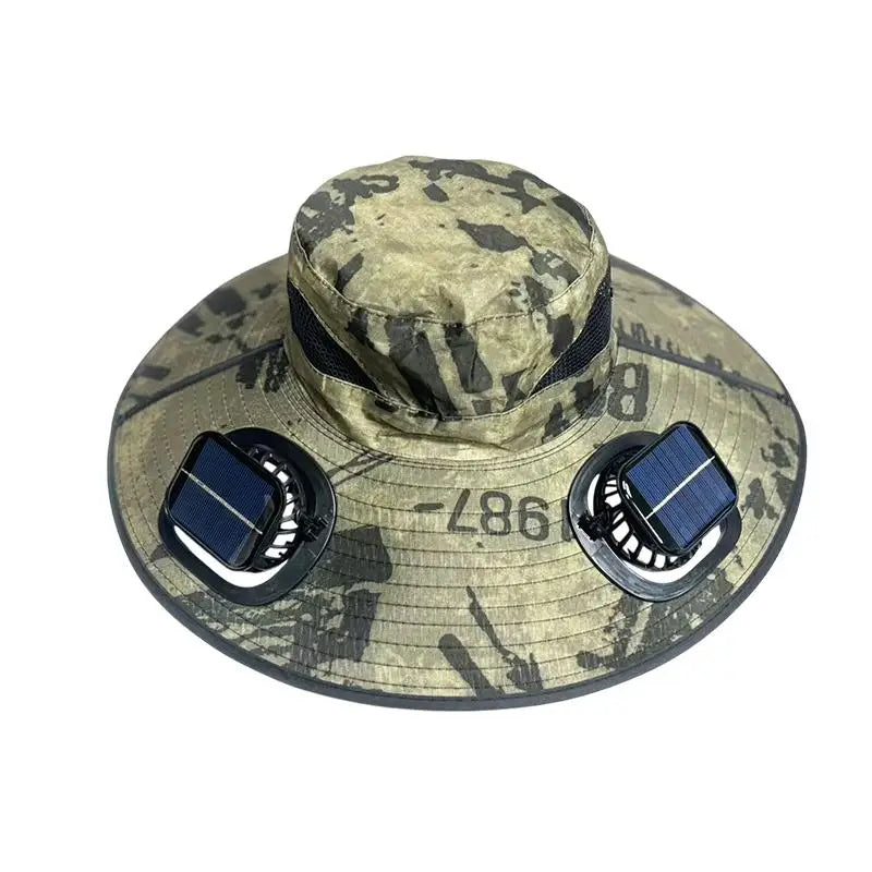 【SE】Solar Powered Sun Hat Cooling Fan UV Protection Outdoor Hiking Fishing Camping Summer Travel Bucket Hat Sun Protection Hat