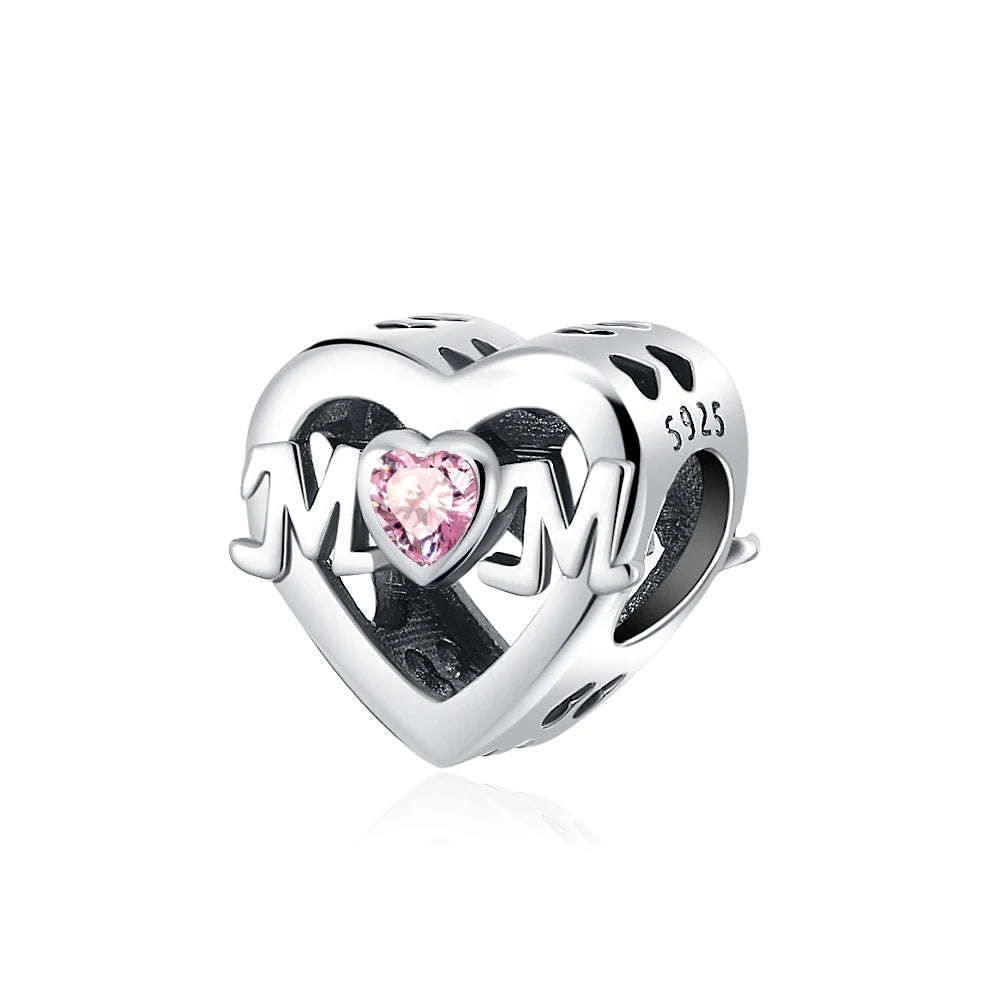 925 Silver Charms Love Mother Sister Heart Beads Fit Original Bracelet DIY Woman Jewelry Mother's Day Gift