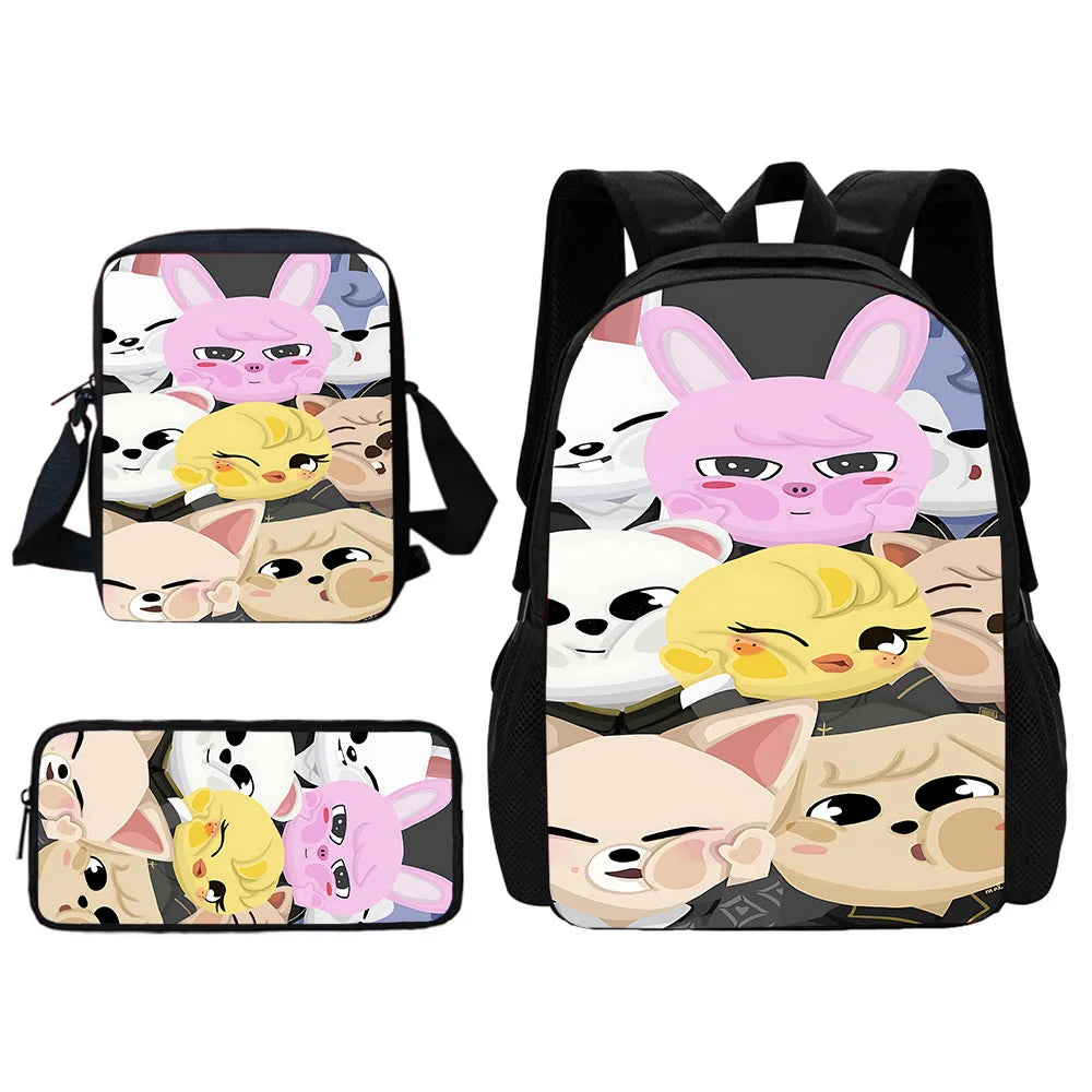 Child School S-Skzoo-o k-Kpop Stray Kids Backpack With Shoulder Bag Pencil Bags School Bags for Boys Girls Best Gift
