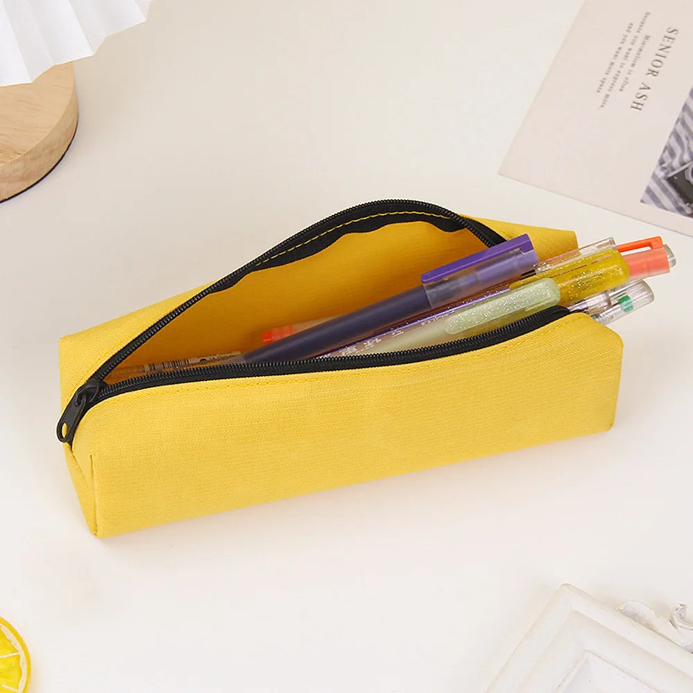 Solid Color Pencil Case Simple Pencil Bags For Student New Stationery School Supplies Kids Gift Zipper Big Cosmetic Bag