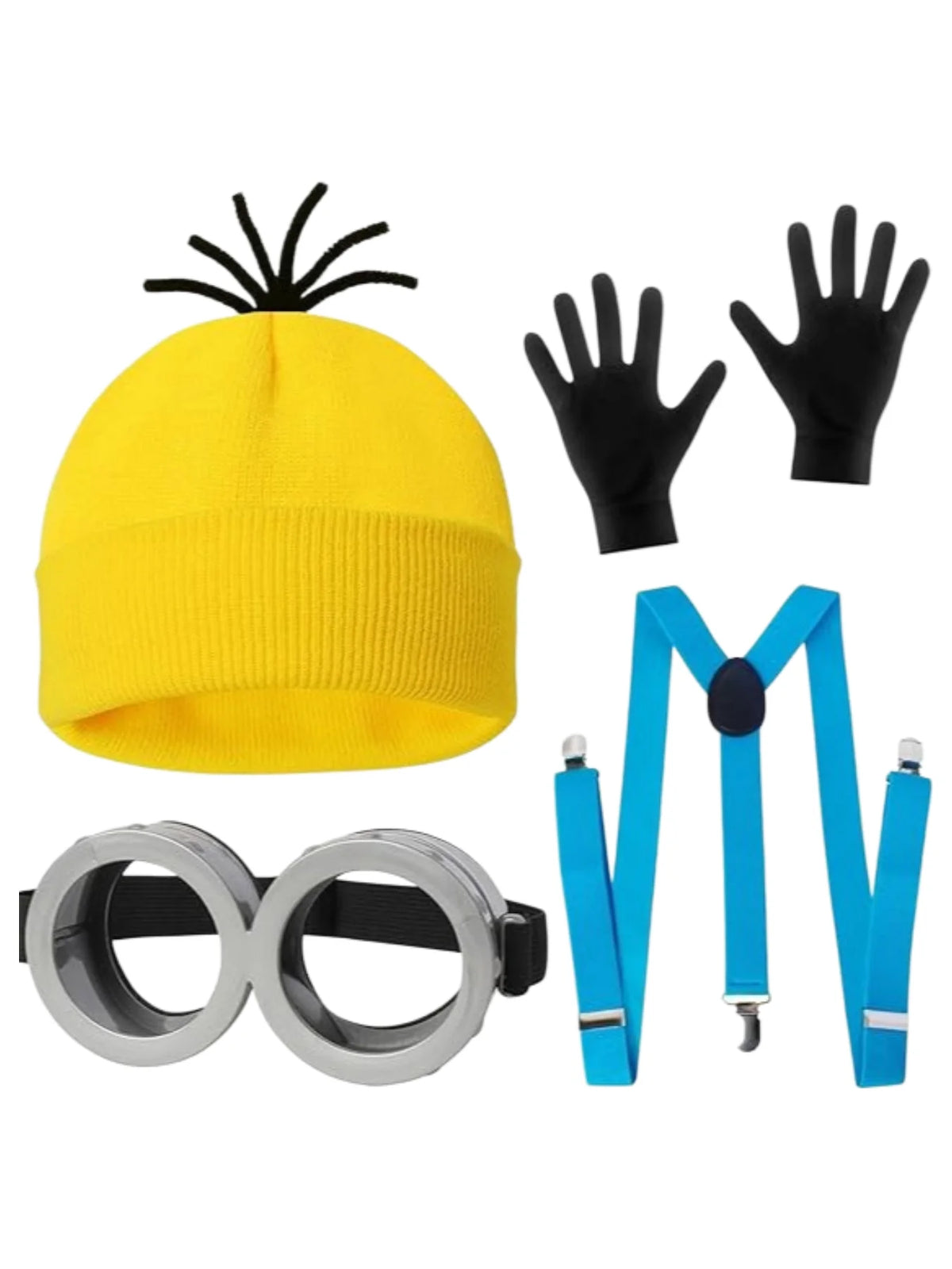 4Pc Hat, Gloves, and Glasses Strap Set Suitable for Halloween Costume Props, Cosplay Role-Playing, Party Atmosphere Decoration, and Fun Party Outfits