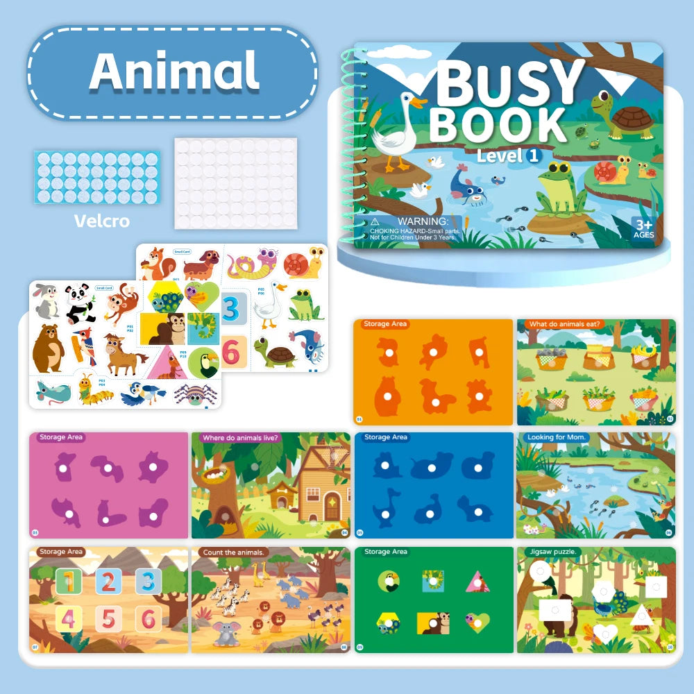 Children Quiet Busy Book 4 Themes Cartoon Travel Sticker Books Kids DIY Sticker Educational Game Montessori Paste Book Toy Gifts