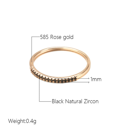 Kinel New 585 Rose Gold Wedding Ring For Women Classic Black Natural Zircon Ring Fashion Jewelry Crystal Gift