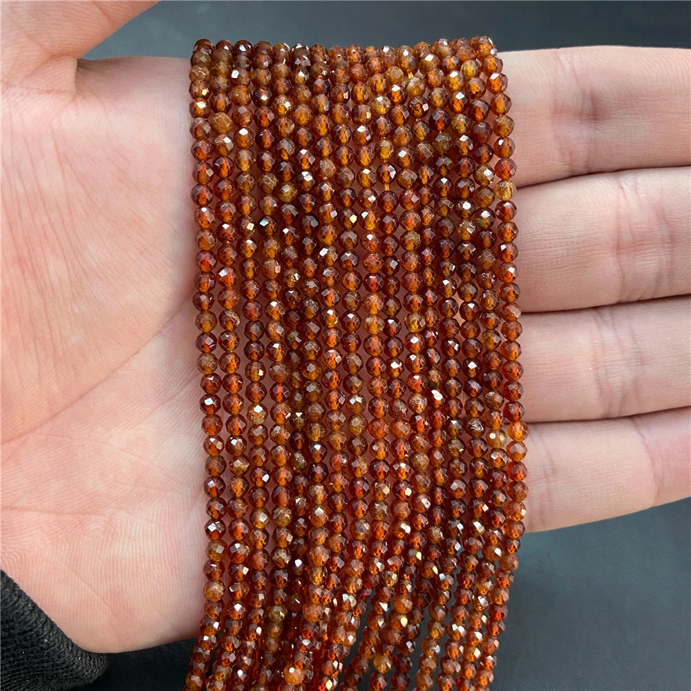 2mm 3mm 4mm Faceted Natural Stone Pink Rose Quartzs Crystal Beads Round Amethysts Loose Beads for DIY Jewelry Making Necklace