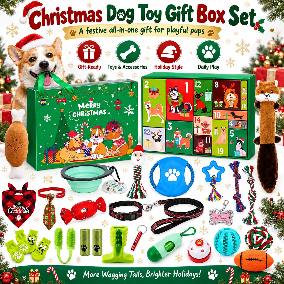 Dog Christmas Advent Calendar – 24-Day Pet Toy Mystery Countdown Box