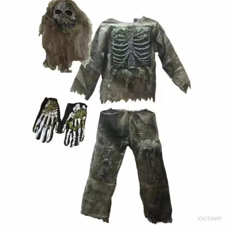 Zombie Costume for Kids & Adults – Scary Skeleton Halloween Outfit, Heights 122–195 cm