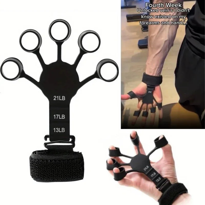 Finger Exerciser Hand Grip Strengthener Adjustable Silicone Forearm Wrist Trainer for Fitness Workouts Home Gym