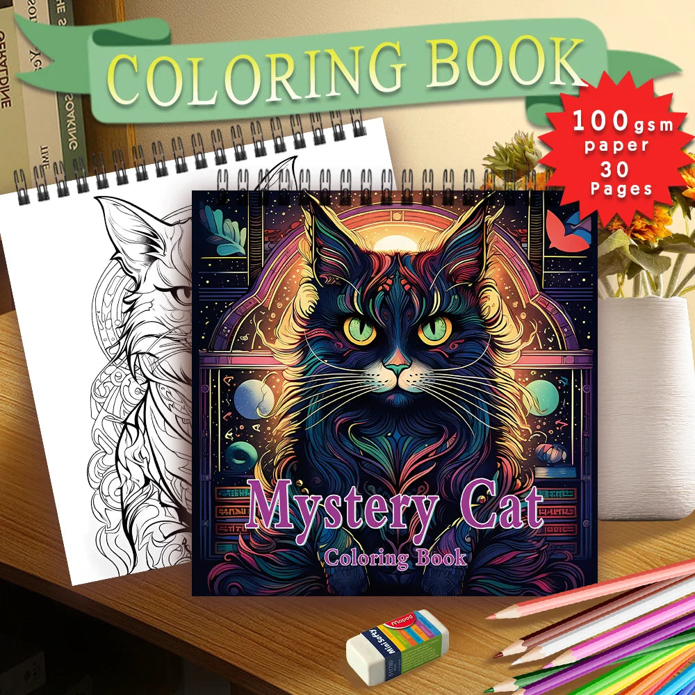 Adult coloring book - 30 Sheets Women's spiral coloring book, 8.3x 8.3 inches, drawing book, birthday gift, holiday party gift