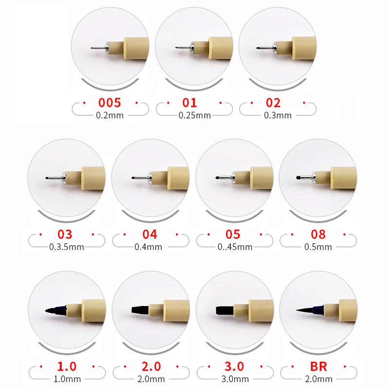 Sakura Pigma Micron Pen Set of 11 Black Fineliner Markers for Sketching Manga Comic Drawing Art Design Waterproof Pigment Ink