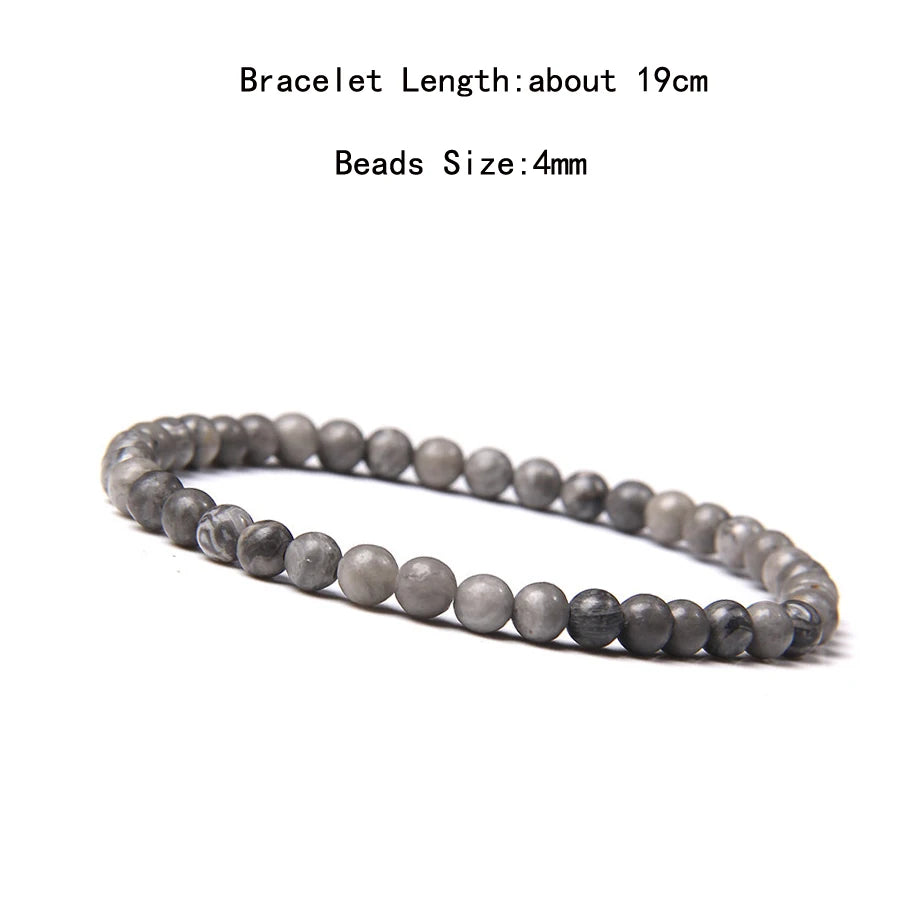 4mm Quartz Agate Bead Natural Stone Beaded Bracelet Lava Rock Tiger Eye Black Onyx Crystal Women Men Yoga Healing Chakra Jewelry