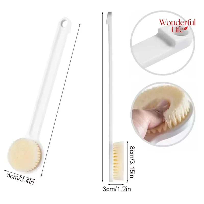 Long Handle Back Brush for Shower Soft Bristles Body Exfoliating Bath Brush Skin Health Shower Back Scrubber Bath Supplies