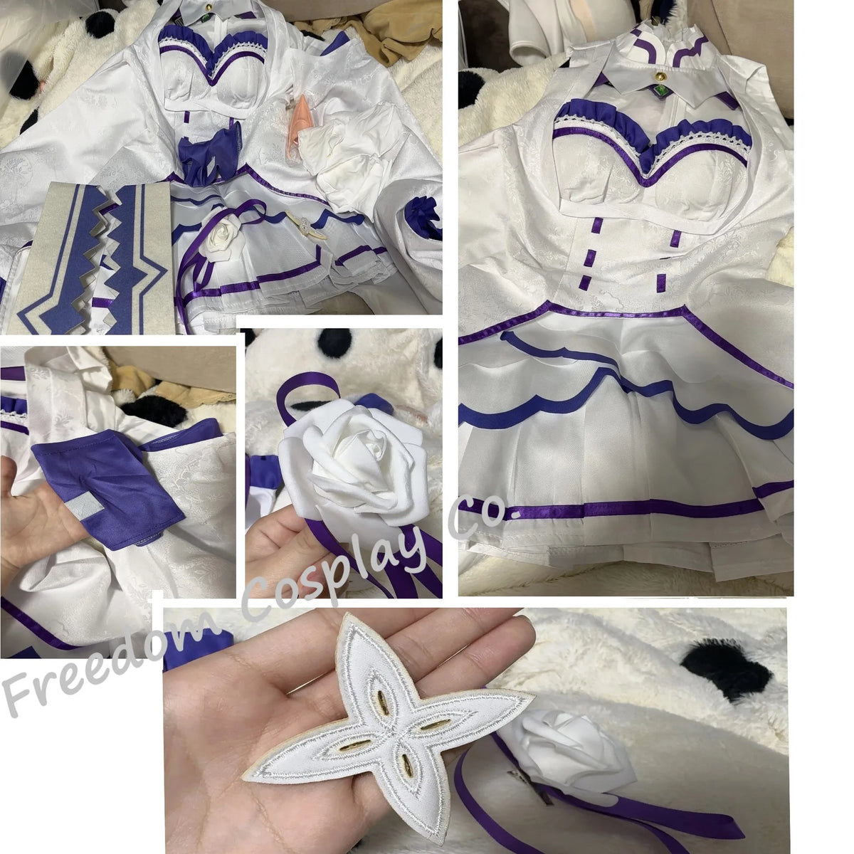 Emilia Rezero Cosplay Costume Cloak Wig Anime Re Zero Cosplay Halloween Party Maid Uniform Outfits for Women