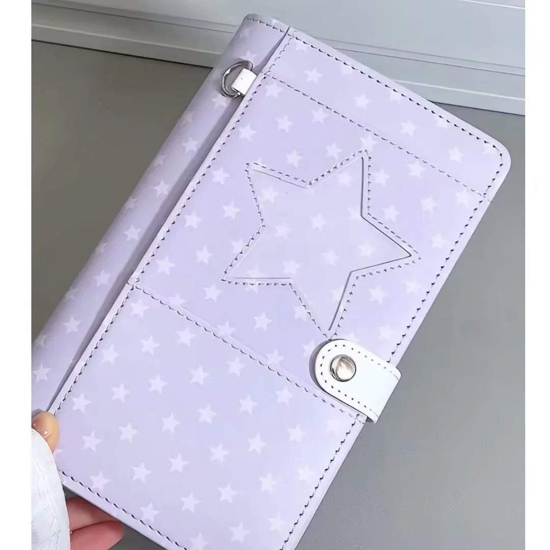 A6 Polka Dot Cloth Binder Notebook 6-Hole Loose Leaf Portable DIY Scrapbook Journal Multi Pocket Photo Album Planner School Gift