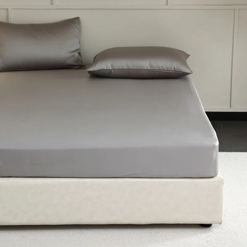Mulberry Silk Fitted Bed Sheet with Elastic Bands Luxury Mattress Cover Single Double King Queen Size Bed Cover 100/140/200/220