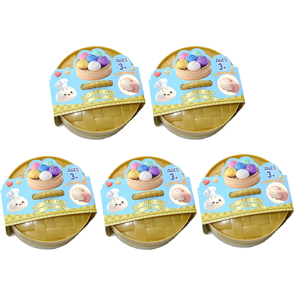 New 1-12pcs Glitter Dumpling Glitter Dumpling Squishy with Box Dumplings Sensory Squeeze Toy for Stress Relief