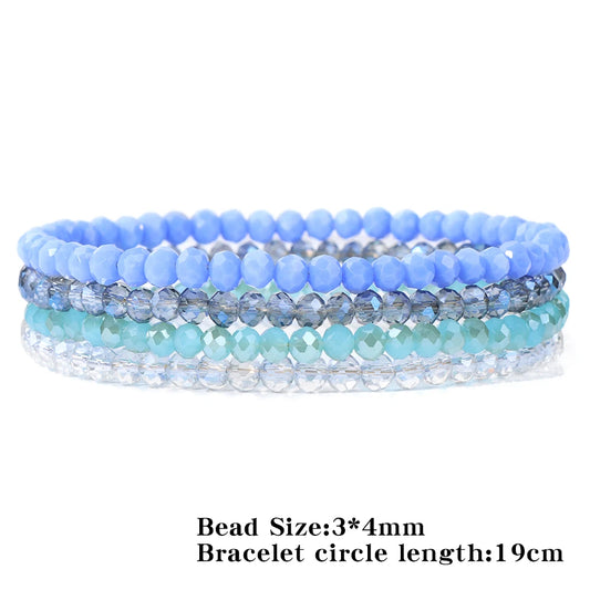 4Pcs/Set Crystal Bracelets For Women Girls Natural Stone Beads Bracelets Grey pink White blue series Crystal Fashion Jewelry