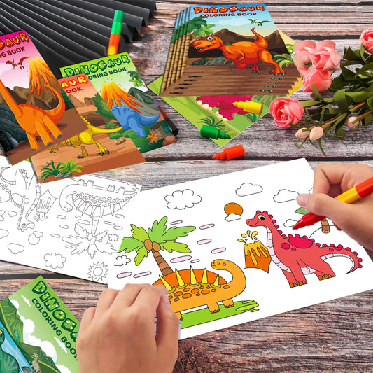 12pcs Cartoon Wild ONE Dinosaur Graffiti Drawing Painting Books DIY Coloring Picture Book Birthday Party Gifts