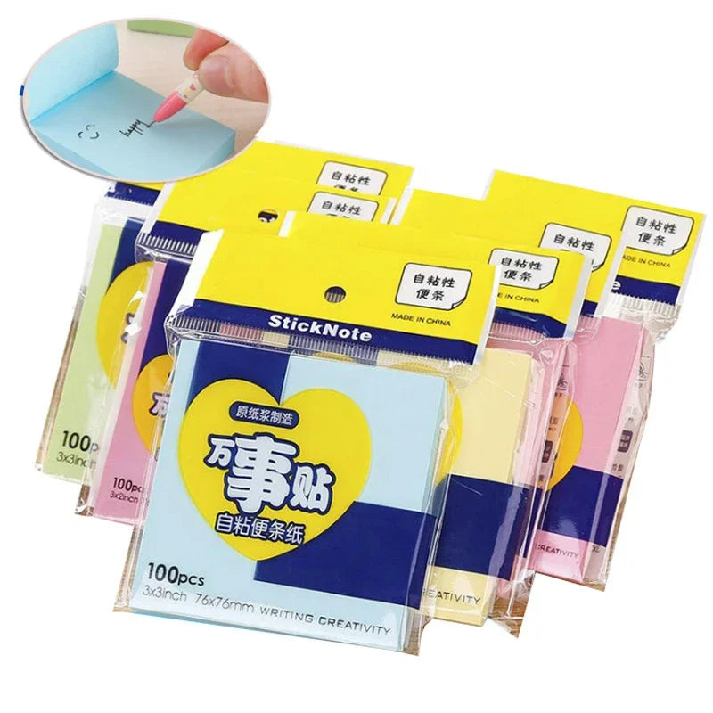 100sheets Color Sticker Notes Sticky Notes Pads Posits Stationery Memo Notepad Notebook School Office Posted It Paper Sticker