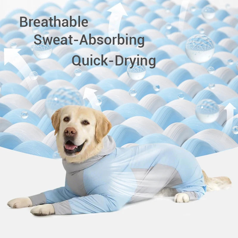 Summer Cooling Dog Clothes for Large Dogs Hooded UV Blocking Instant-Cooling Dog Shirt Soft Quick Drying Jumpsuit for Big Dogs