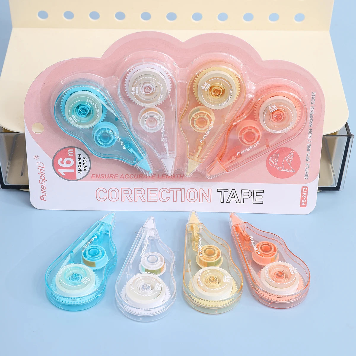4/12pcs 13.1 Ft  Correction Tape Tear-Resistant Tape Bulk for School, Office, Note Taking, Journal(Tape Width 0.16in)